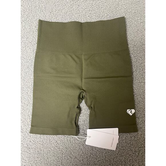 Women’s Best Power Seamless Cycling Shorts green khaki small - Picture 1 of 5